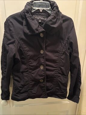 Black Ruched-Detail Utility Jacket